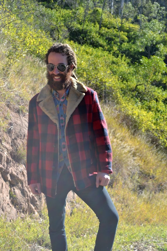 red plaid sherpa jacket