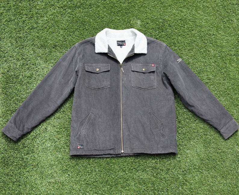 Vintage 90s Corduroy Jacket, Size Large, 90s Sherpa Jacket, 90s Corduroy, Vintage 90s Jacket, Vintage Corduroy, 90s Grey Sherpa Jacket image 2