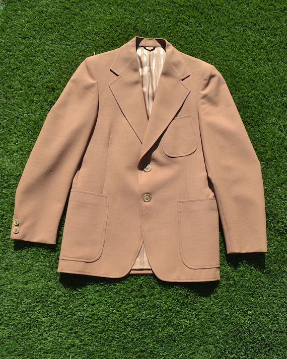 Vintage 70s Mens Suit Jacket, Size Medium, Coffee