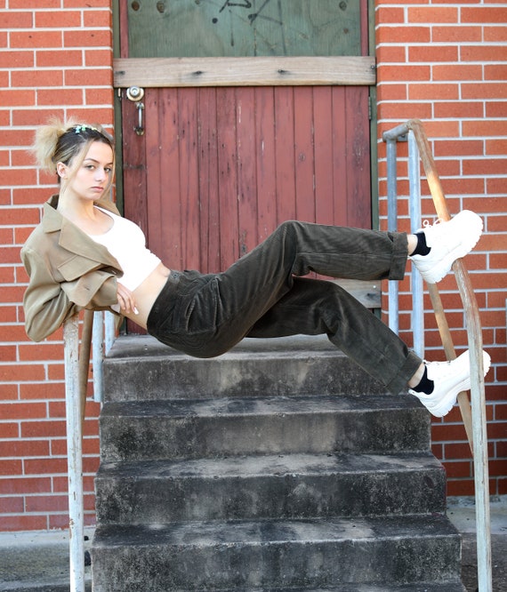 Vintage 90s Brown Corduroy Pants, Size 8, High Waisted, Vintage