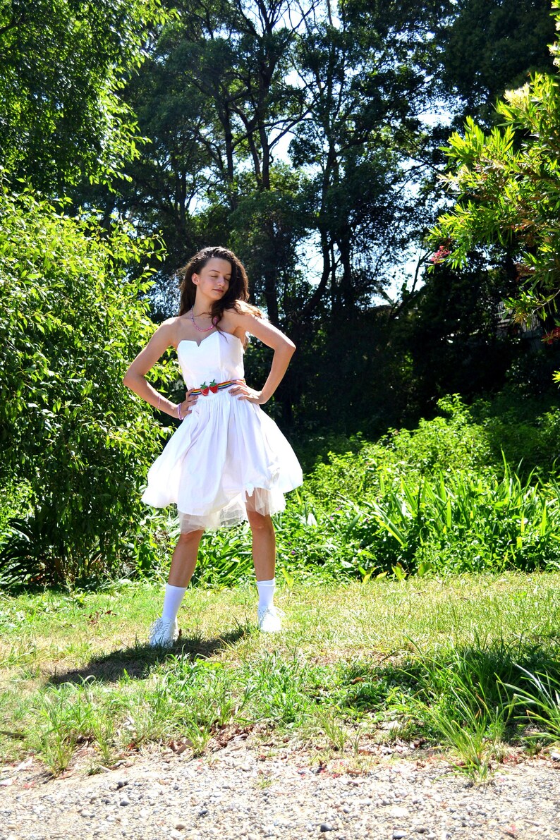 Vintage 80s White Prom Dress Wedding 