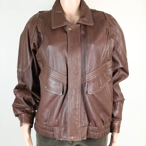 Vintage 80s Brown Leather Pilot Jacket, Aviation Jacket, Vintage 80s Leather Bomber Jacket, Mens Size Medium, Womens Size 14, Vintage Pilot