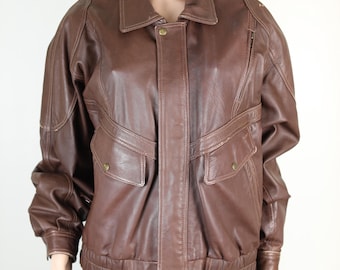 Vintage 80s Brown Leather Pilot Jacket, Aviation Jacket Vintage 80s Brown Leather Pilot Jacket, Aviation Jacket