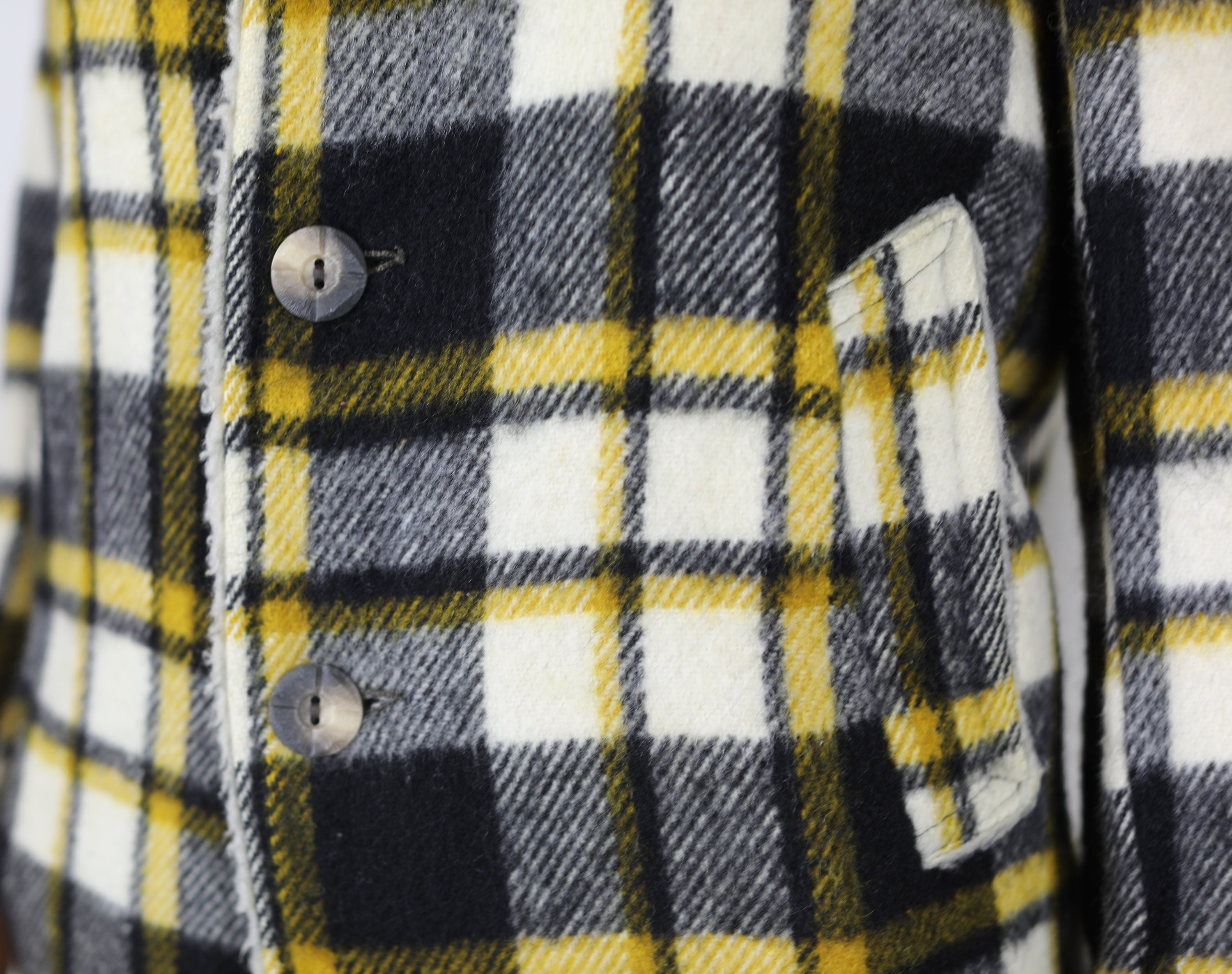 Vintage 70s Yellow and Black, Plaid Lumberjack Jacket