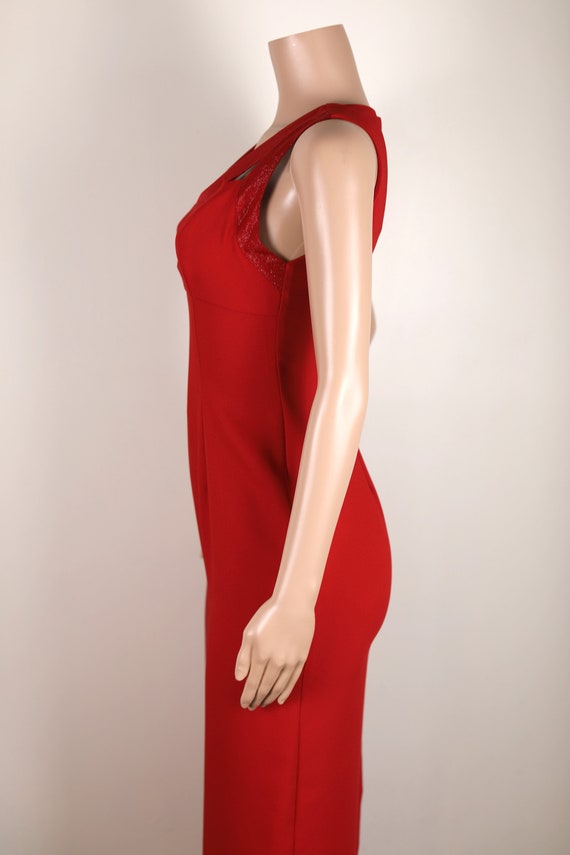 Vintage 90's Red Formal Dress, Size 8, Side Slit,… - image 7