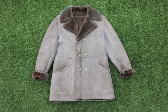 Vintage 70s Sheepskin Australian Drover Jacket, 7… - image 1