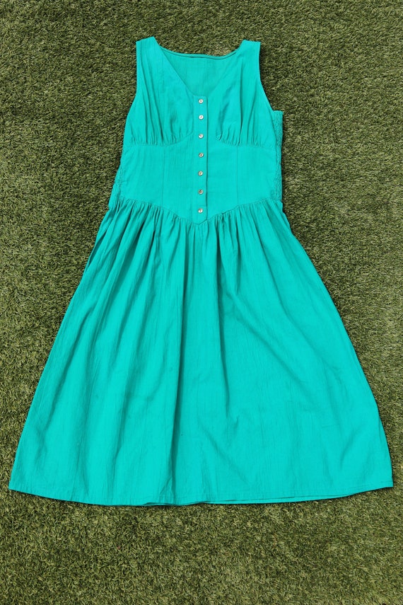 1940s Turquoise Dress, Size 8-10, 40s Sundress, 1… - image 1