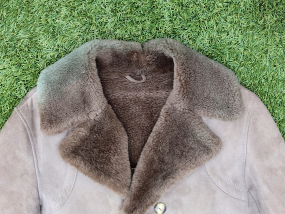 Vintage 70s Sheepskin Australian Drover Jacket, 7… - image 2