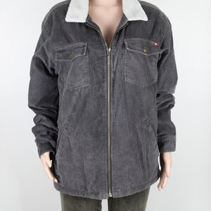 Vintage 90s Corduroy Jacket, Size Large, 90s Sherpa Jacket, 90s Corduroy, Vintage 90s Jacket, Vintage Corduroy, 90s Grey Sherpa Jacket image 3