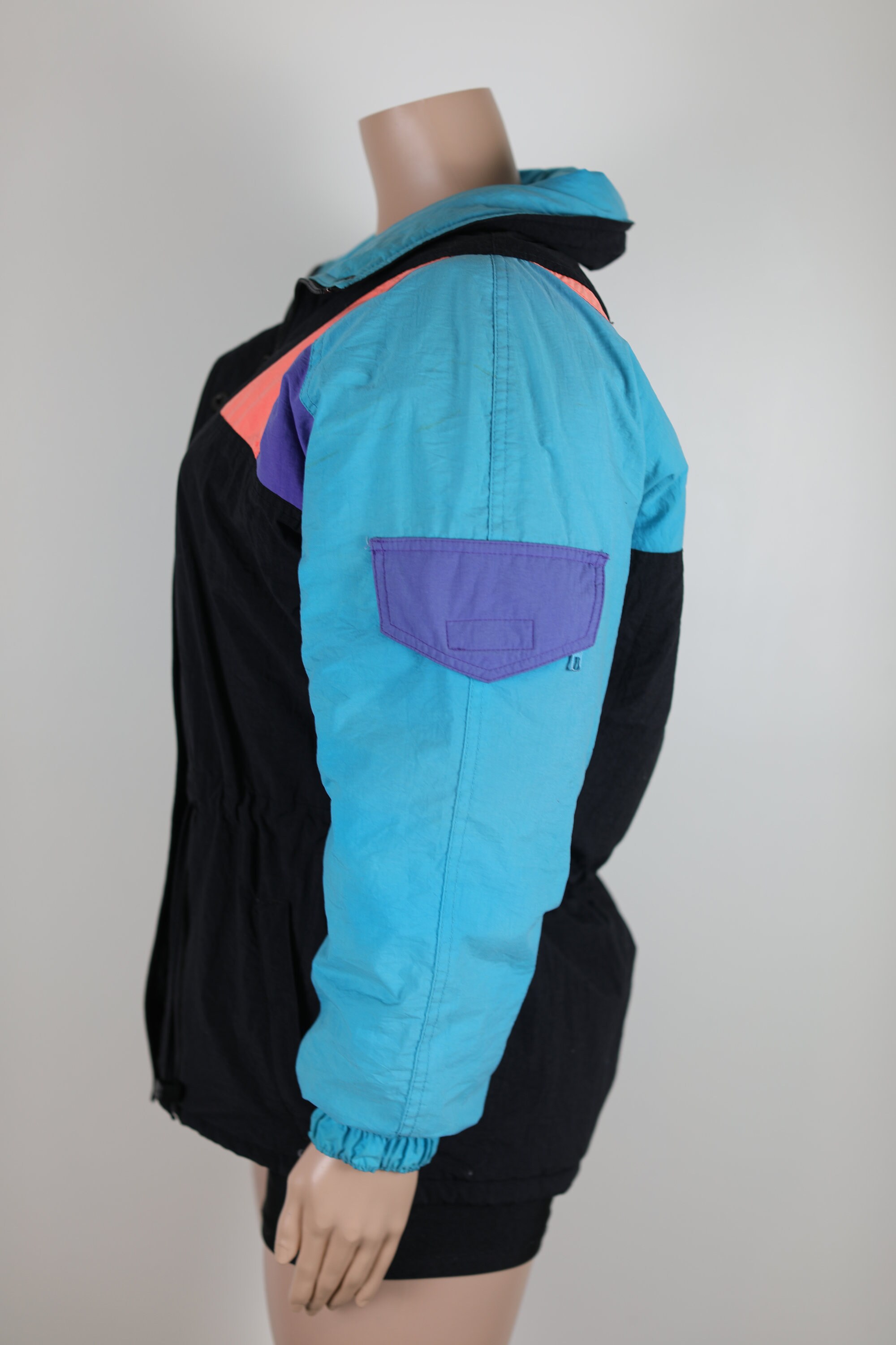 ヴィンテージ 90 年代蛍光ネオン スキースーツ ジャケット