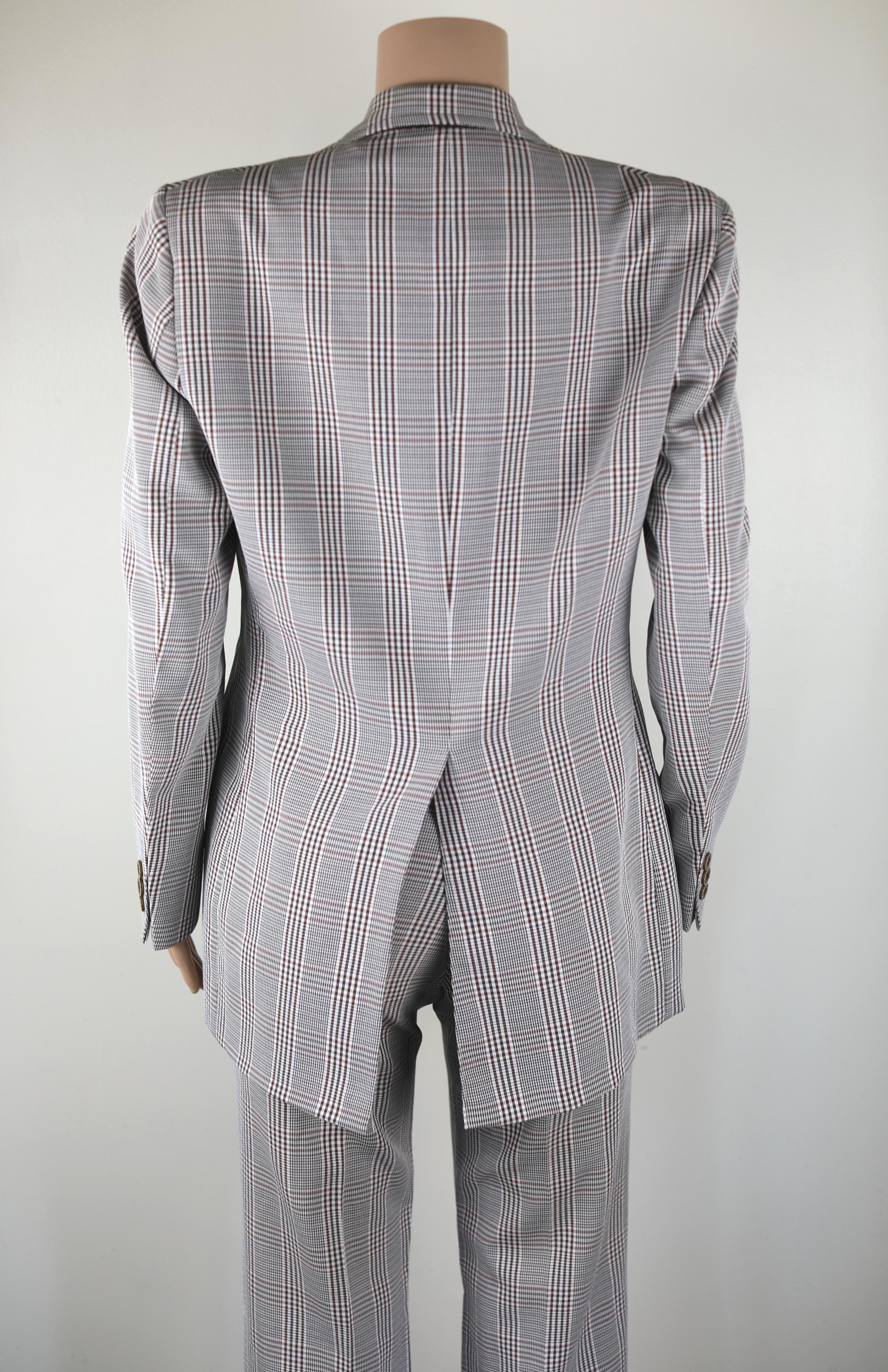 70s イタリア製 セットアップ 一点物 vintage チェック スーツ 70年代ヴィンテージスーツ、サイズ8、70年代ギンガムチェックスーツ