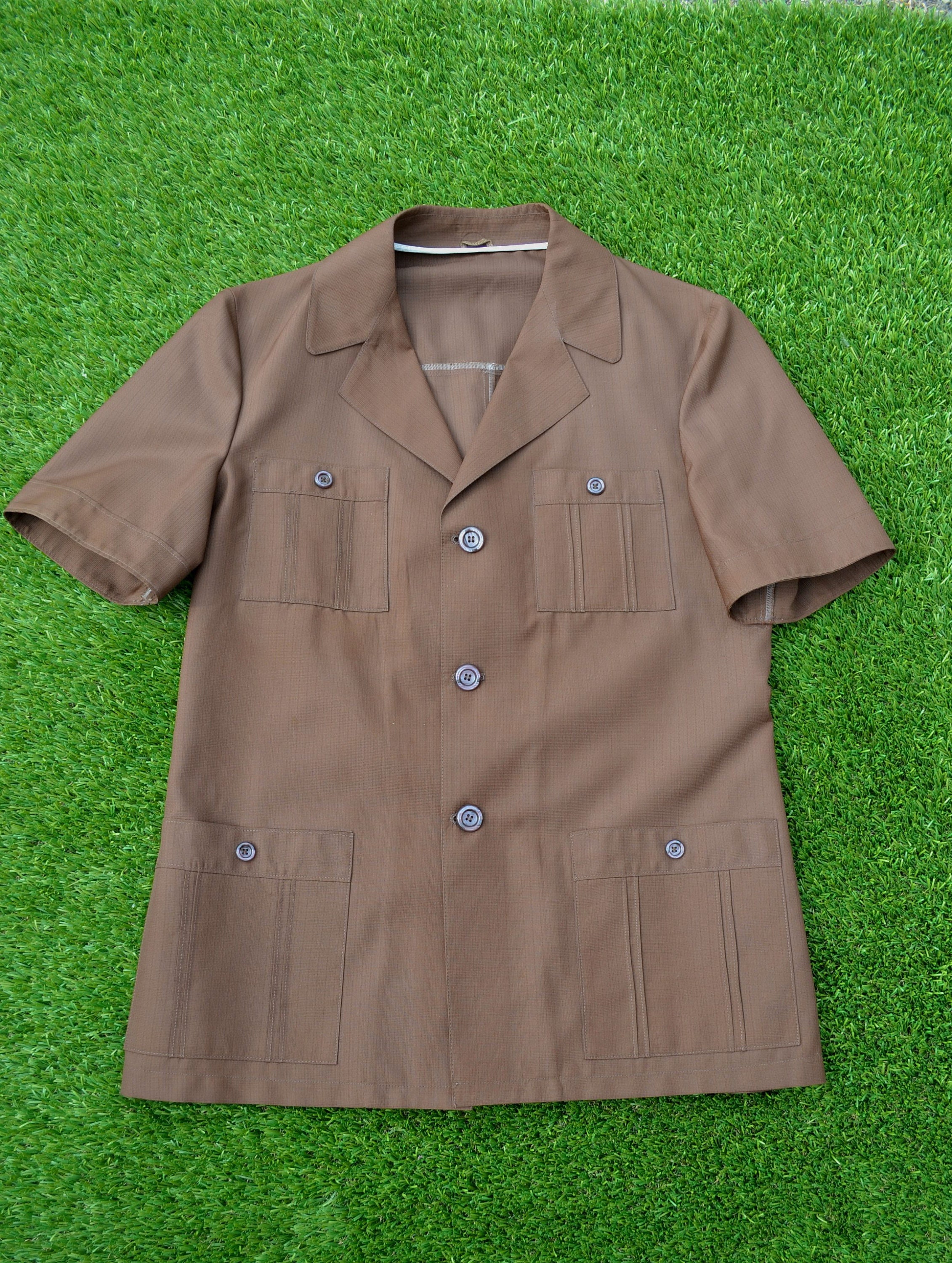 Vintage 70s/ 60s Chocolate Brown Safari Suit, Leisure Suit