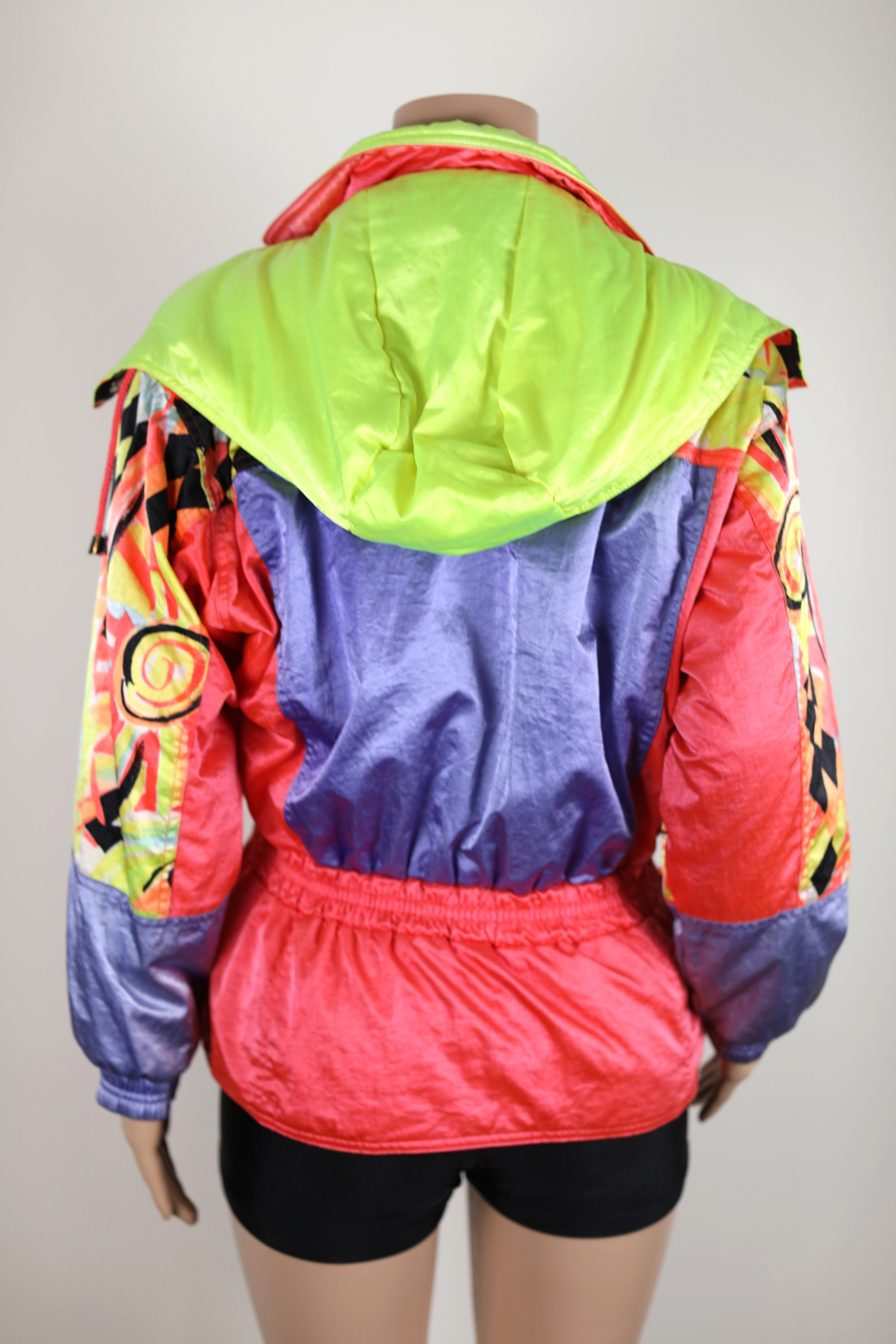 Vintage 80s Fluro Neon Ski Suit Jacket, Vintage Snow Suit Jacket