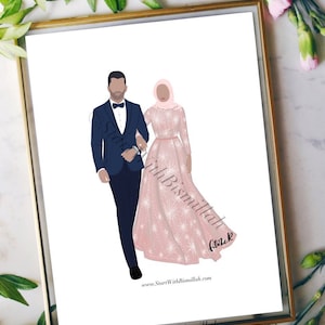 Custom illustration, Faceless Portrait, personalised photo, personalised portrait, anniversary, wedding, Nikkah gift DIGITAL image 3