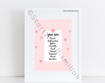 Reminder: You are loved - print