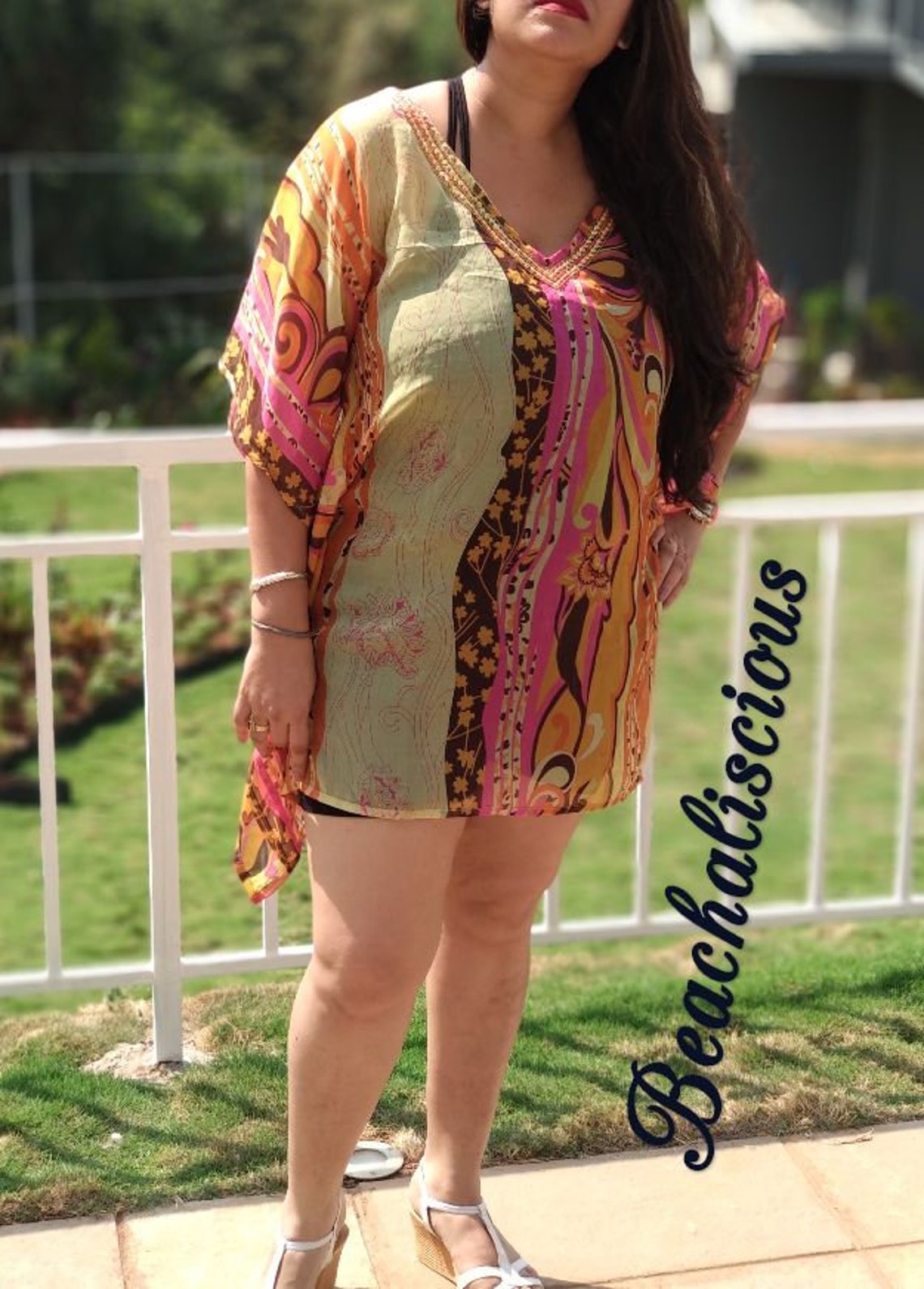 Orange chiffon Beach Swimsuit Cover Ups / Pareo / Bathing Suit Etsy