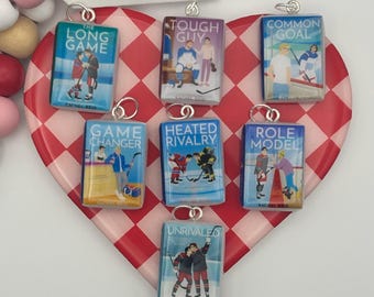 Rachel Reid | Game Changer/Heated Rivalry | Hockey Romance | Mini Book Charms | Gold/Silver