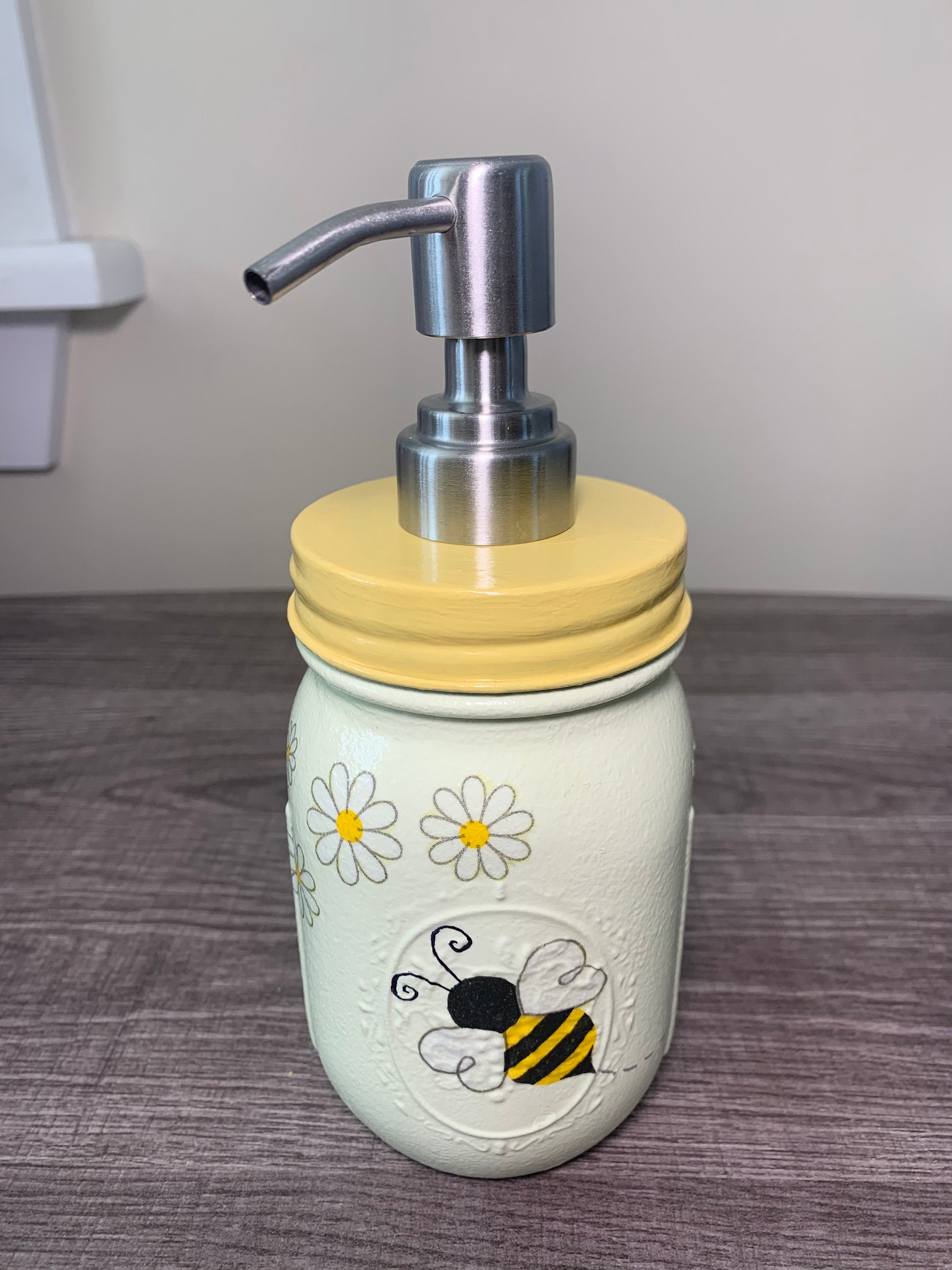 BUMBLE BEE Bathroom Set Mason Jar Bathroom Decoupage Jar Etsy