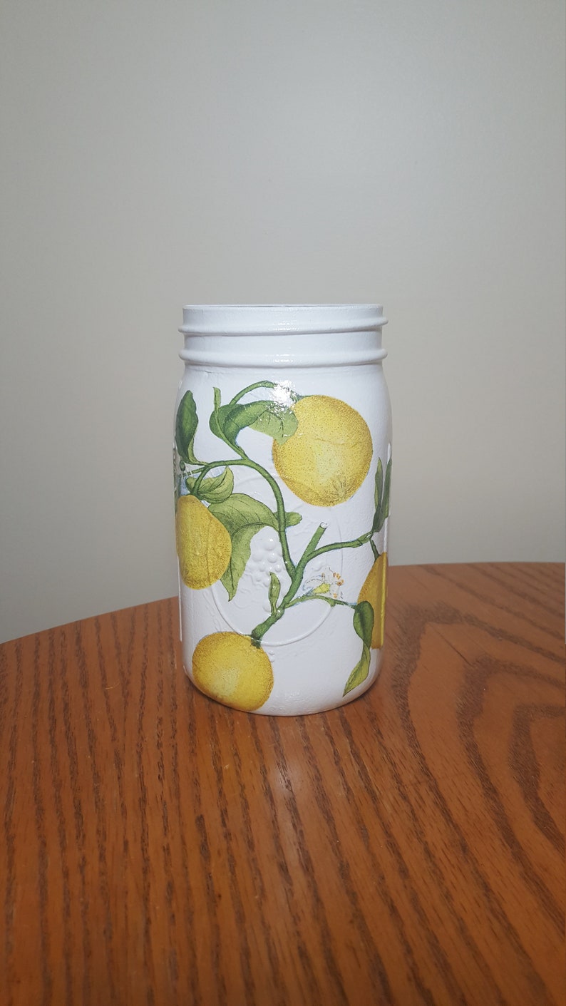 LEMON Utensil Holder and Wooden Spoon Lemon Kitchen Decor Etsy
