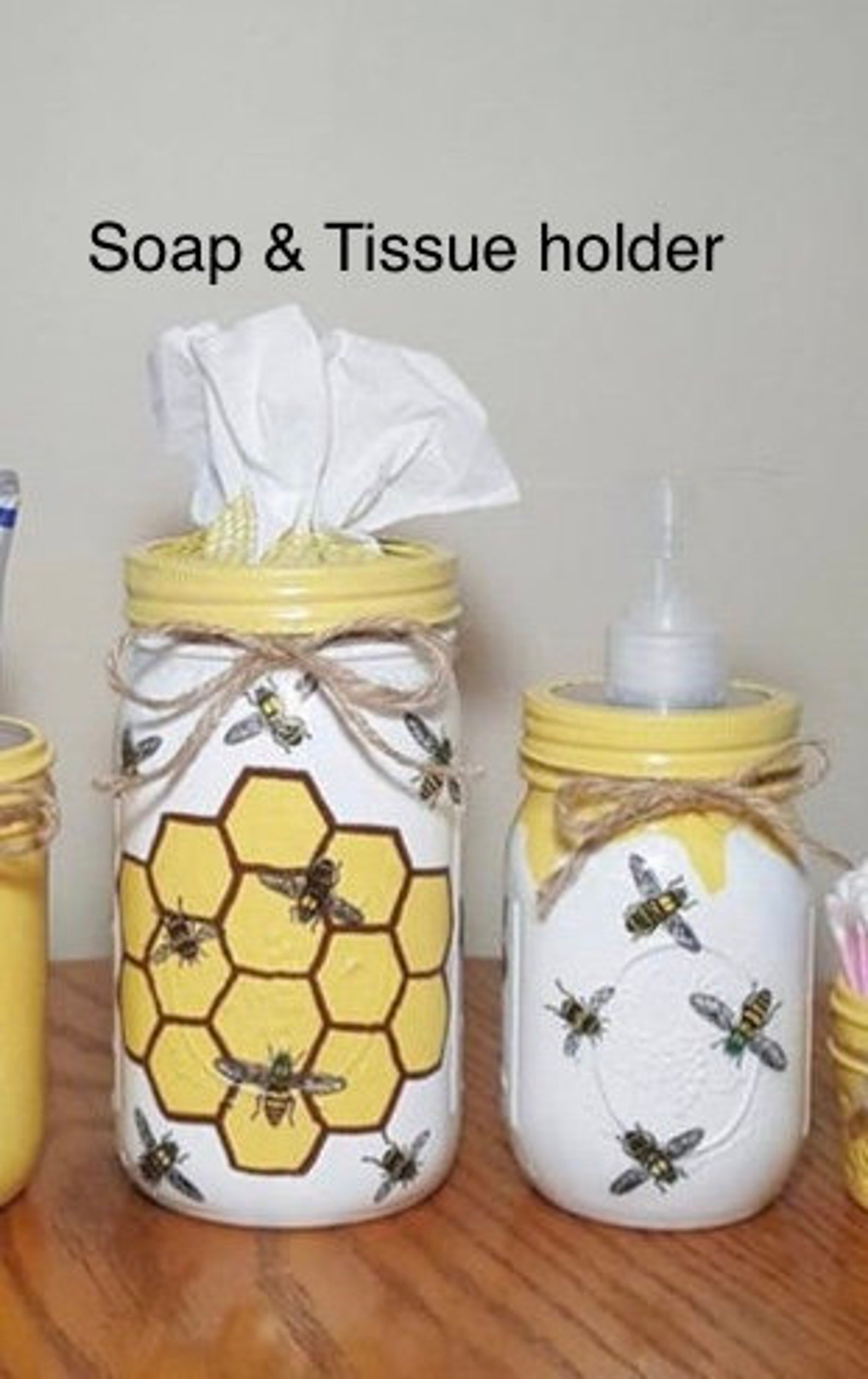 HONEY BEE Bathroom Set Mason Jar Bathroom Decoupage & Etsy