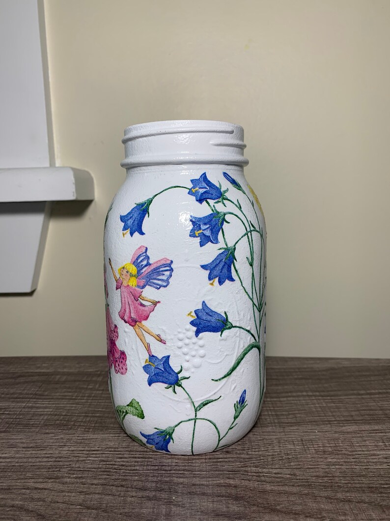 Fairies Butterflies with Flowers Vase Mason Jar Centerpiece Etsy