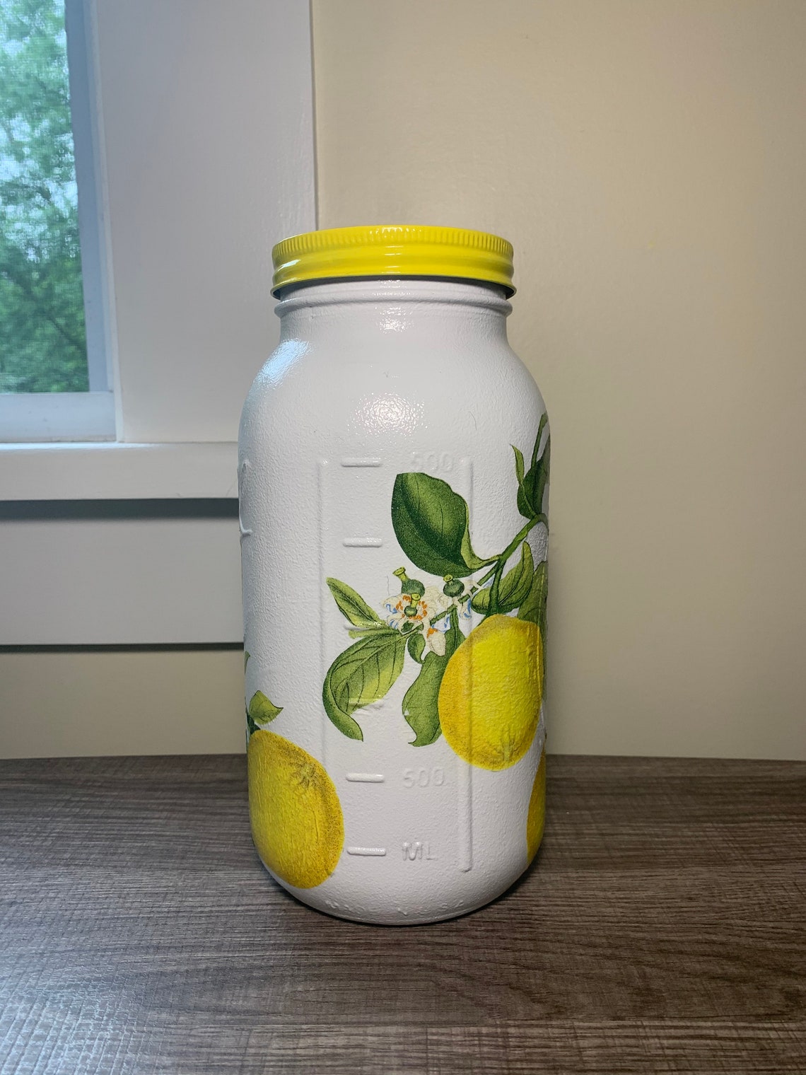 LEMON Kitchen Canister Yellow Container Half Gallon Mason Etsy