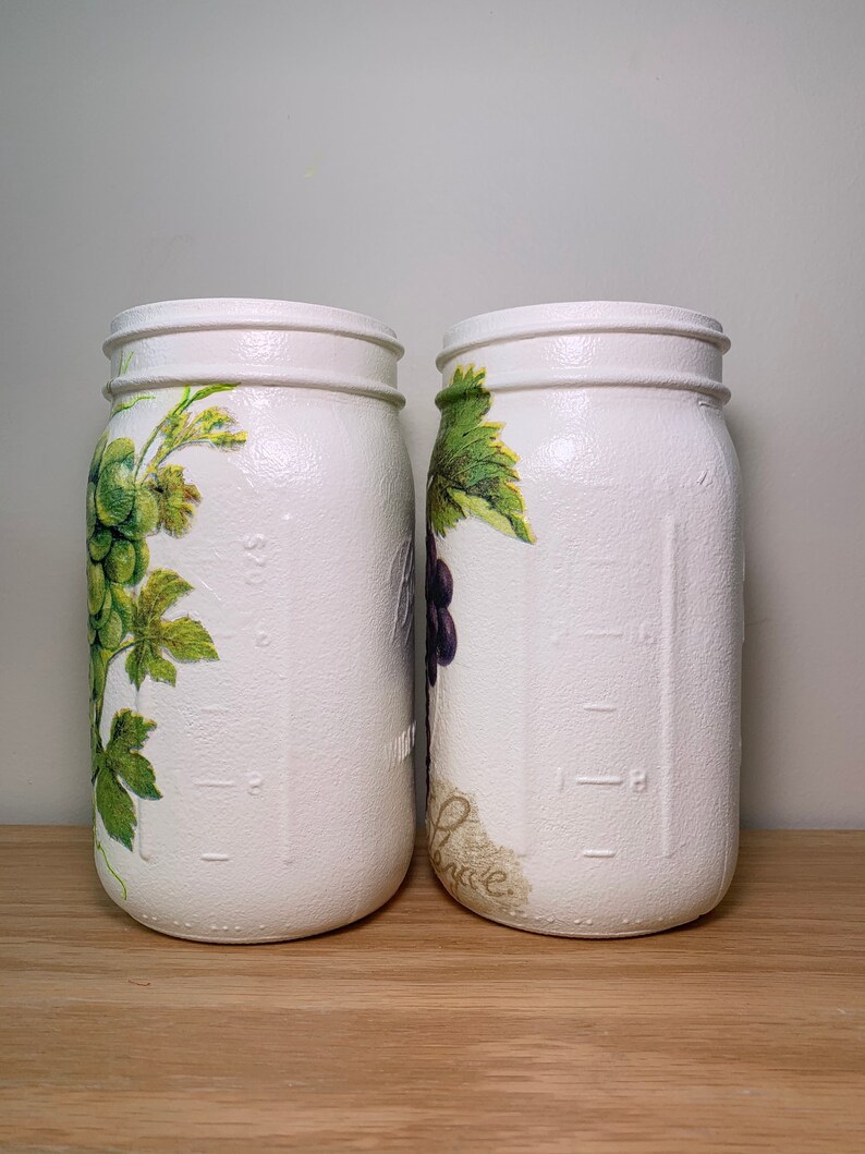 Grapes Utensil Holder Mason Jar Set Decoupage Jar Utensil Etsy