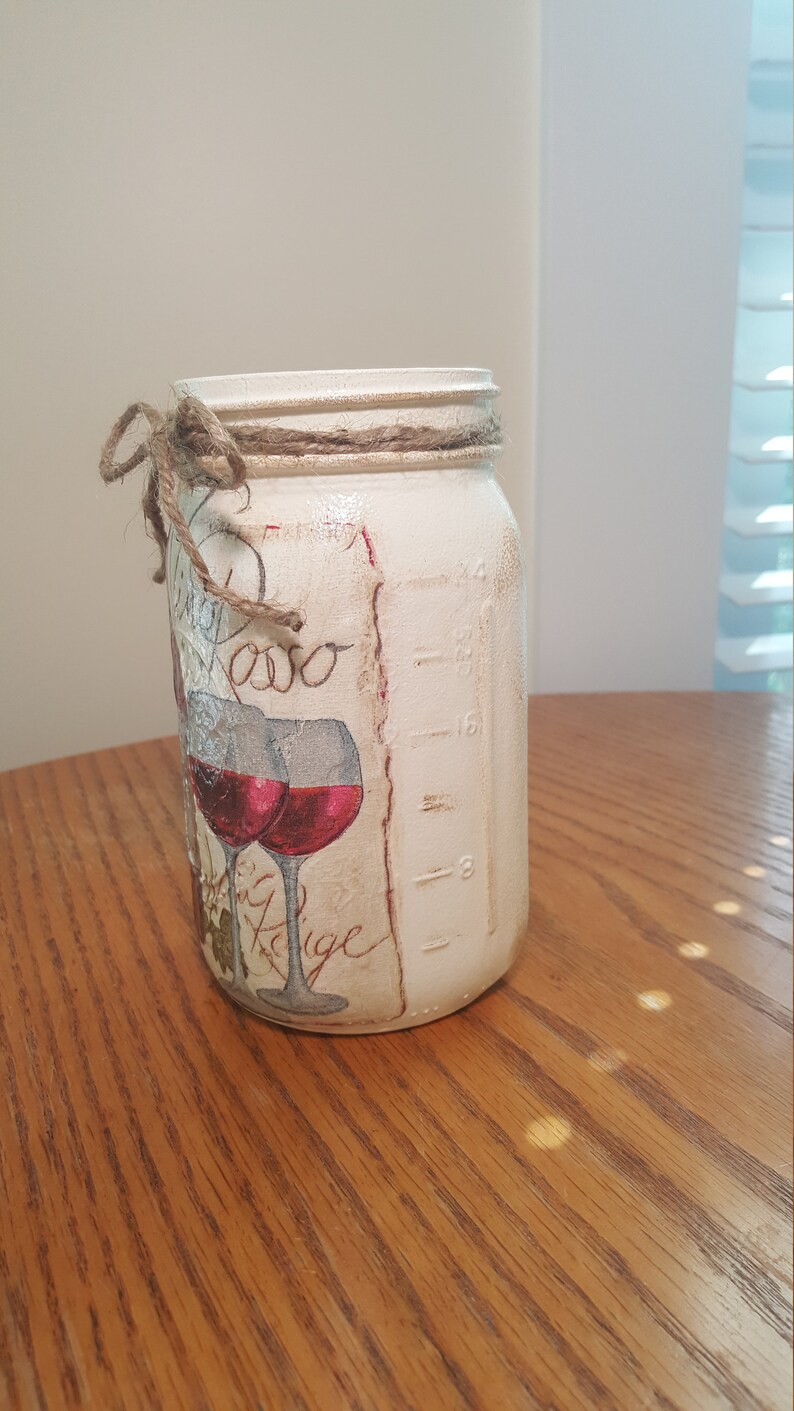 Red Wine Grapes Bottles Utensil Holder Mason Jar Utensil Etsy