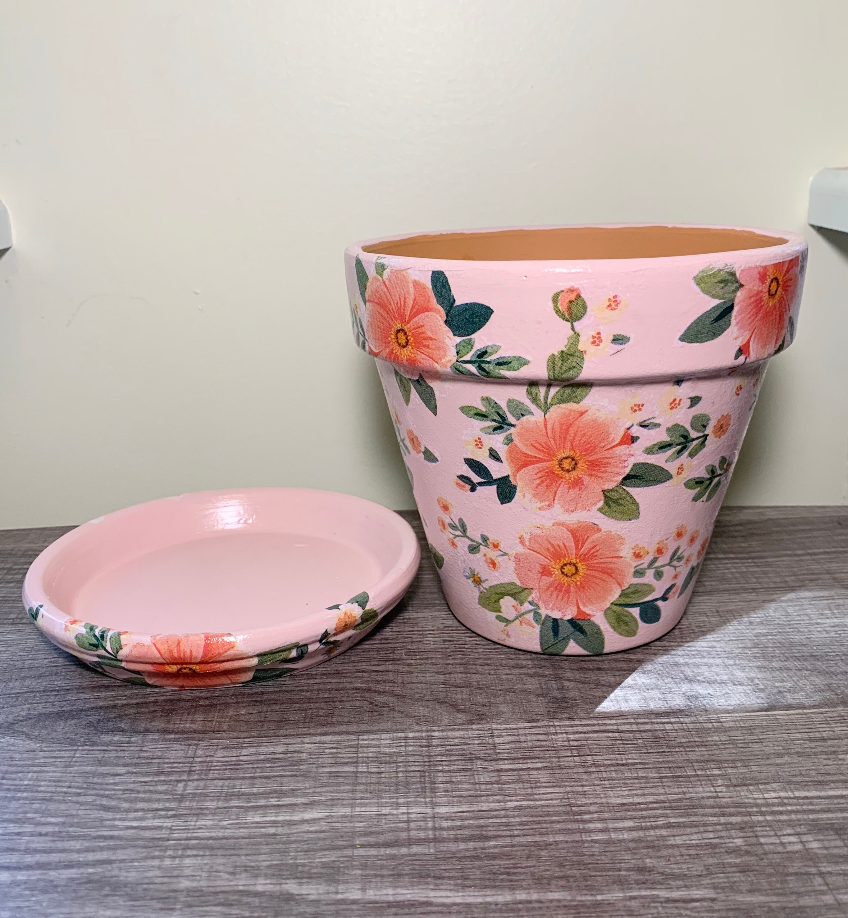 6 Floral Flower Pot Decoupage Clay Pot Indoor Pot Flower Etsy