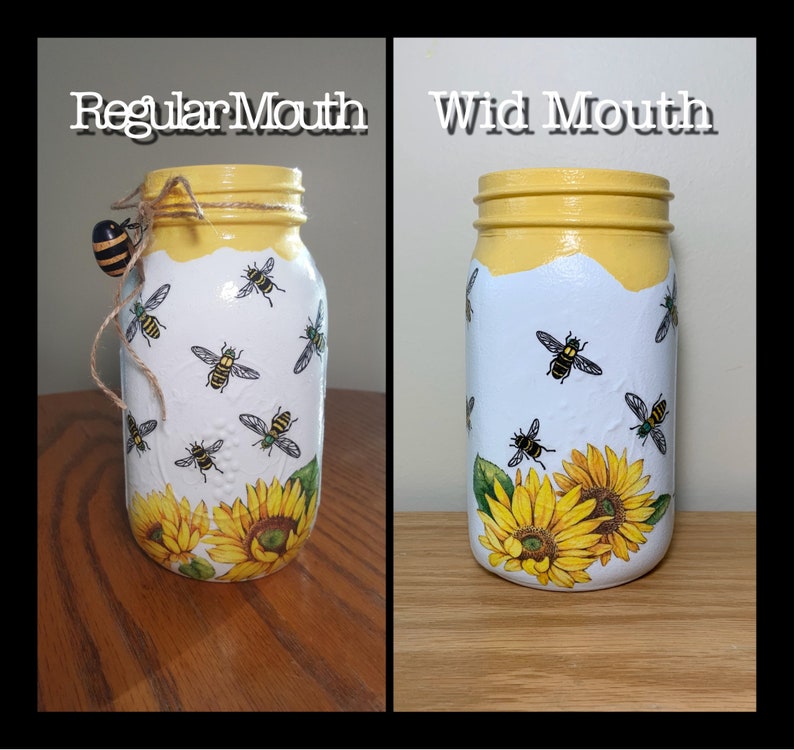 HONEY BEE Sunflower Mason Jar Vase Mason Jar Centerpiece Etsy