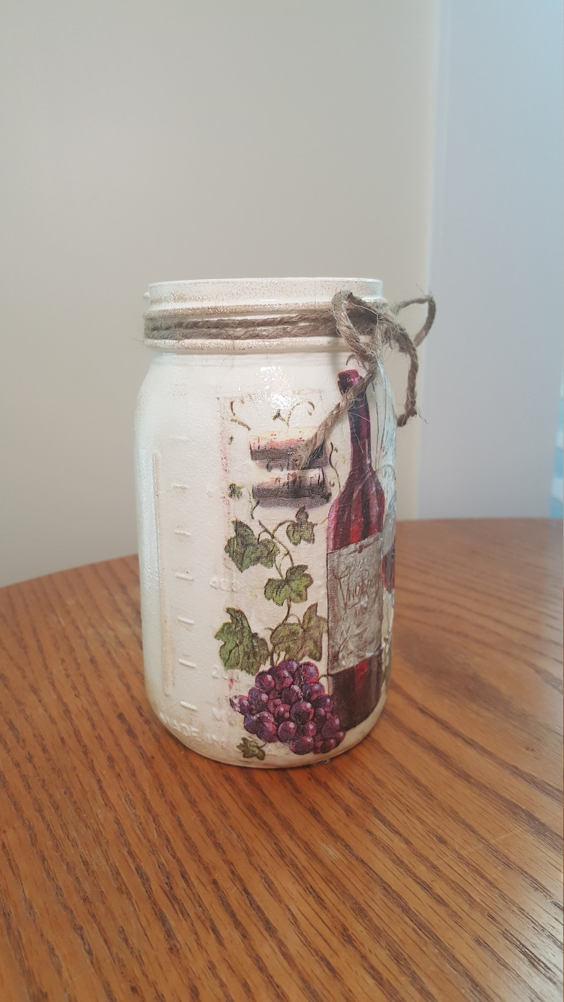 Red Wine Grapes Bottles Utensil Holder Mason Jar Utensil Etsy