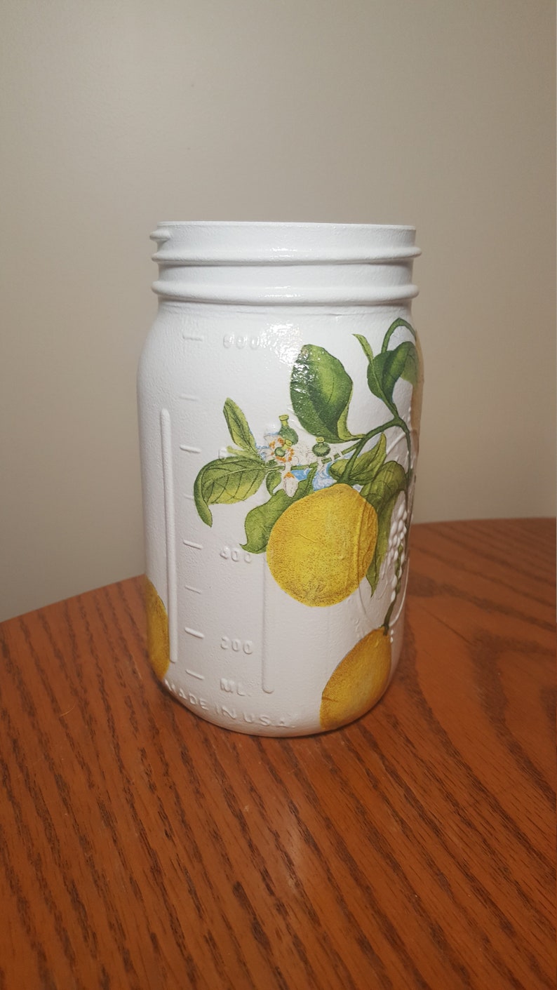 LEMON Utensil Holder and Wooden Spoon Lemon Kitchen Decor Etsy