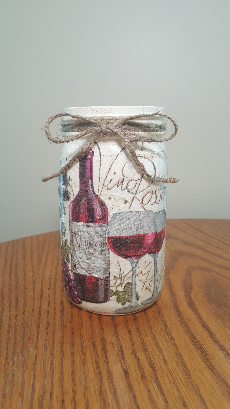 Red Wine Grapes Bottles Utensil Holder Mason Jar Utensil Etsy