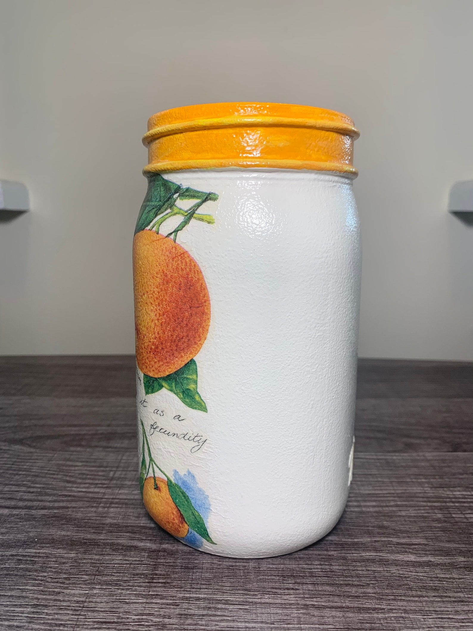 Orange Utensil Holder Orange Mason Jar Vase Kitchen Decor Etsy
