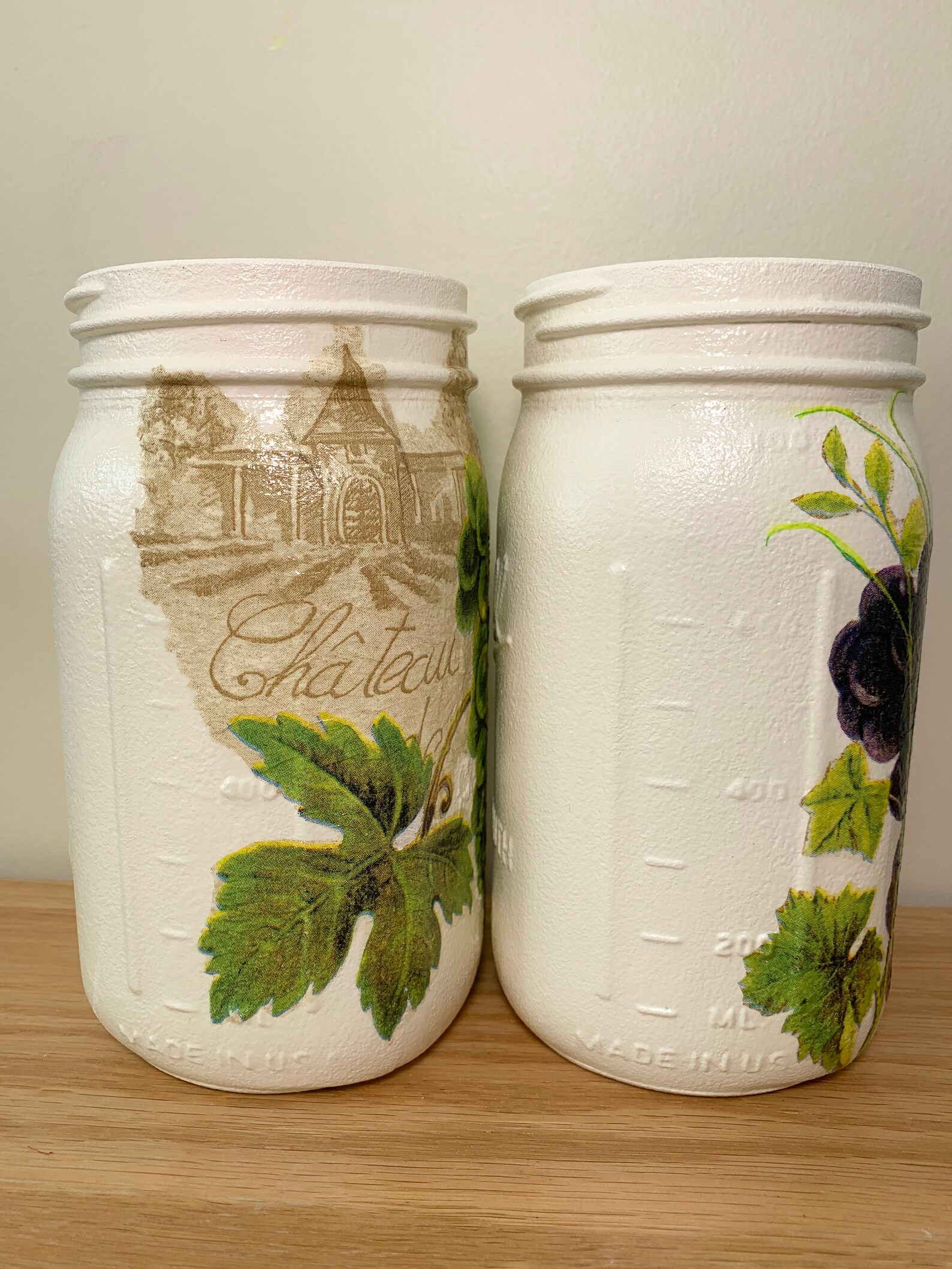 Grapes Utensil Holder Mason Jar Set Decoupage Jar Utensil Etsy