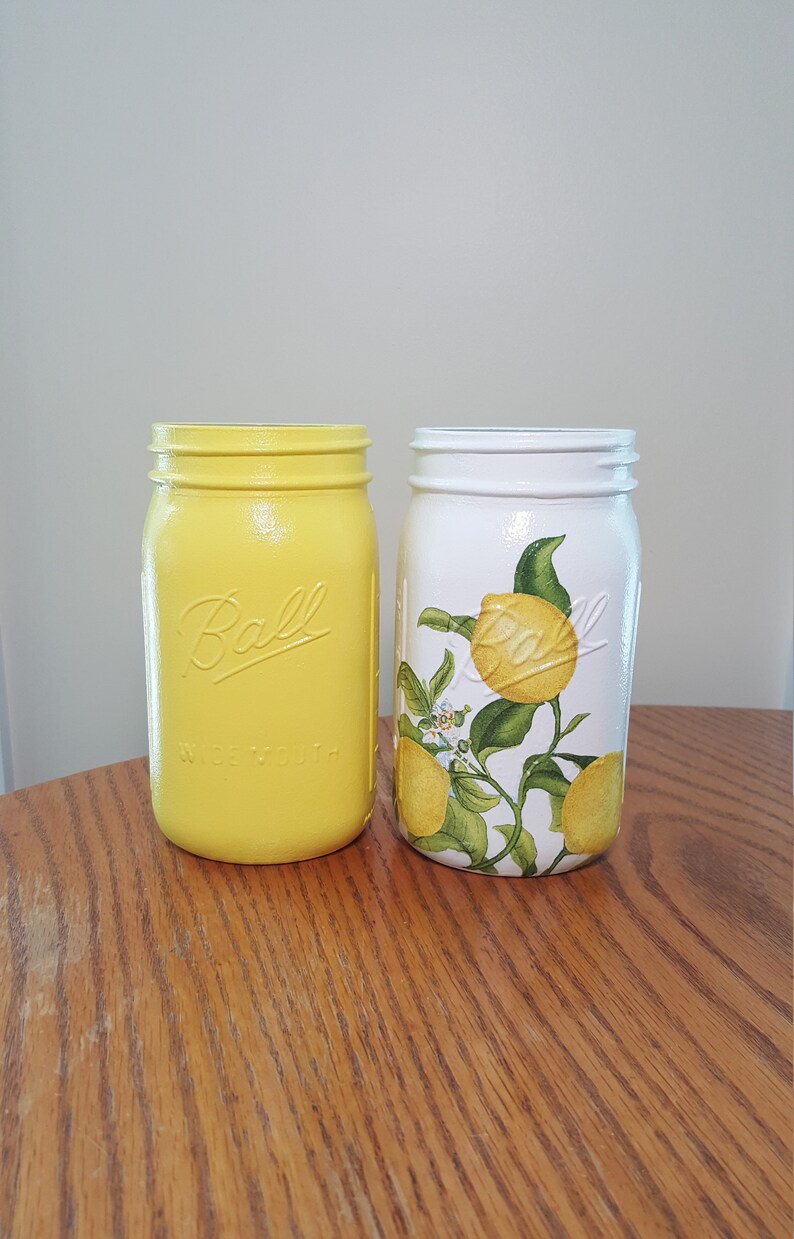 LEMON Kitchen Mason Jar Set Kitchen Decor Utensil holder Etsy