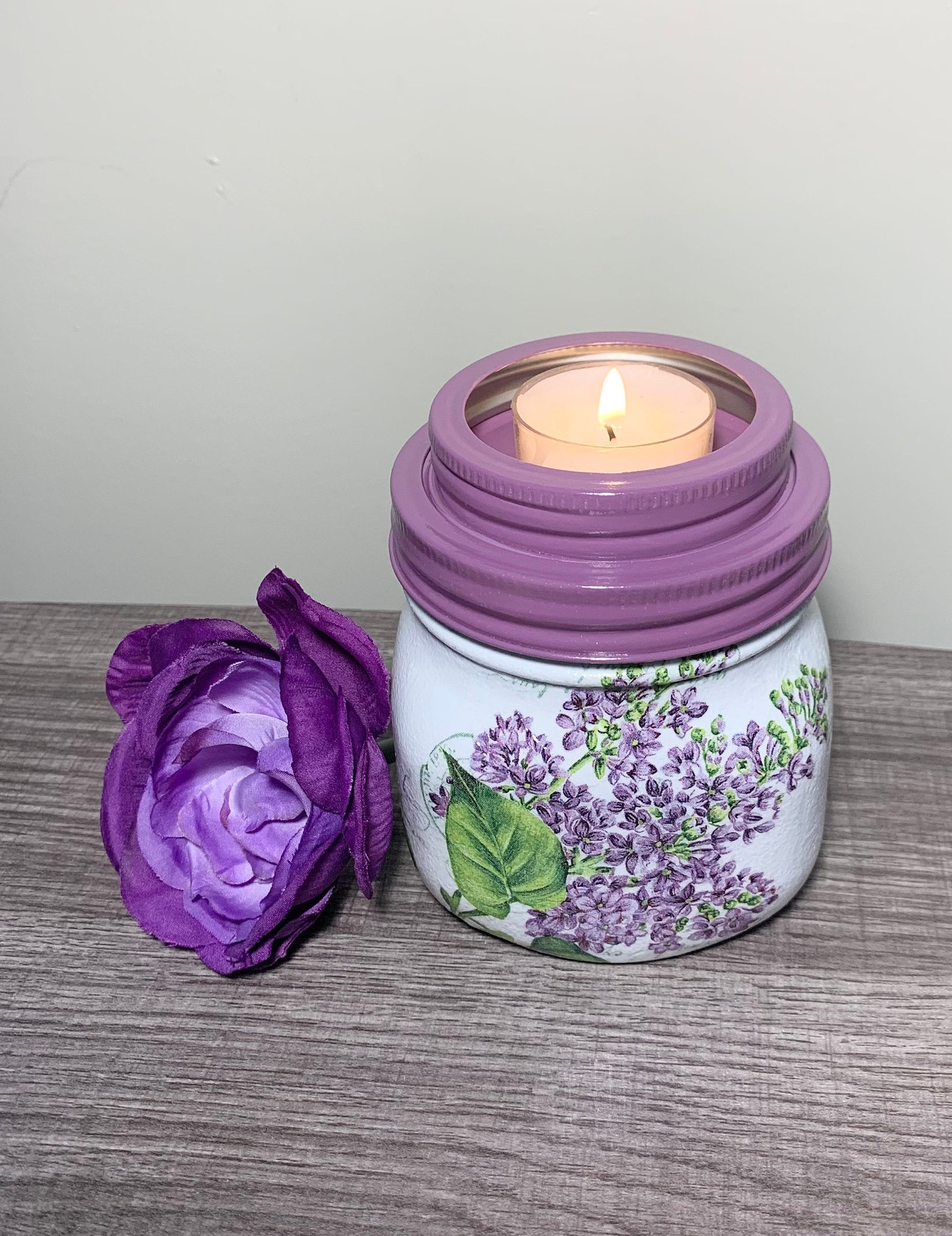 Purple Lilac Tea light Candle Holder Tea light Holder Candle Etsy