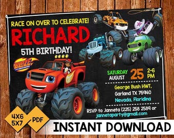 Blaze and the Monster Machines, Blaze and the Monster Machines Invitation, Blaze and the Monster MachinesBirthday, Editable PDF, Printable