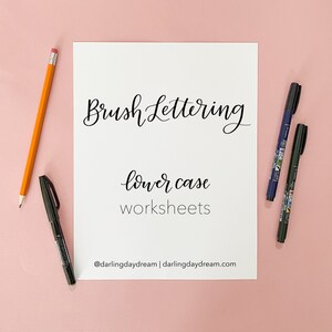 Brush Lettering Worksheets Lower Case | Digital Modern Calligraphy Practice Sheets | Calligraphy Practice for beginners