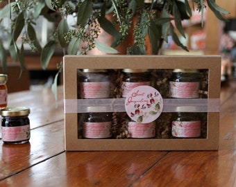 Mini Marmeladen Geschenkbox 7er Set - Kleine Stapel Marmelade Geschenkbox