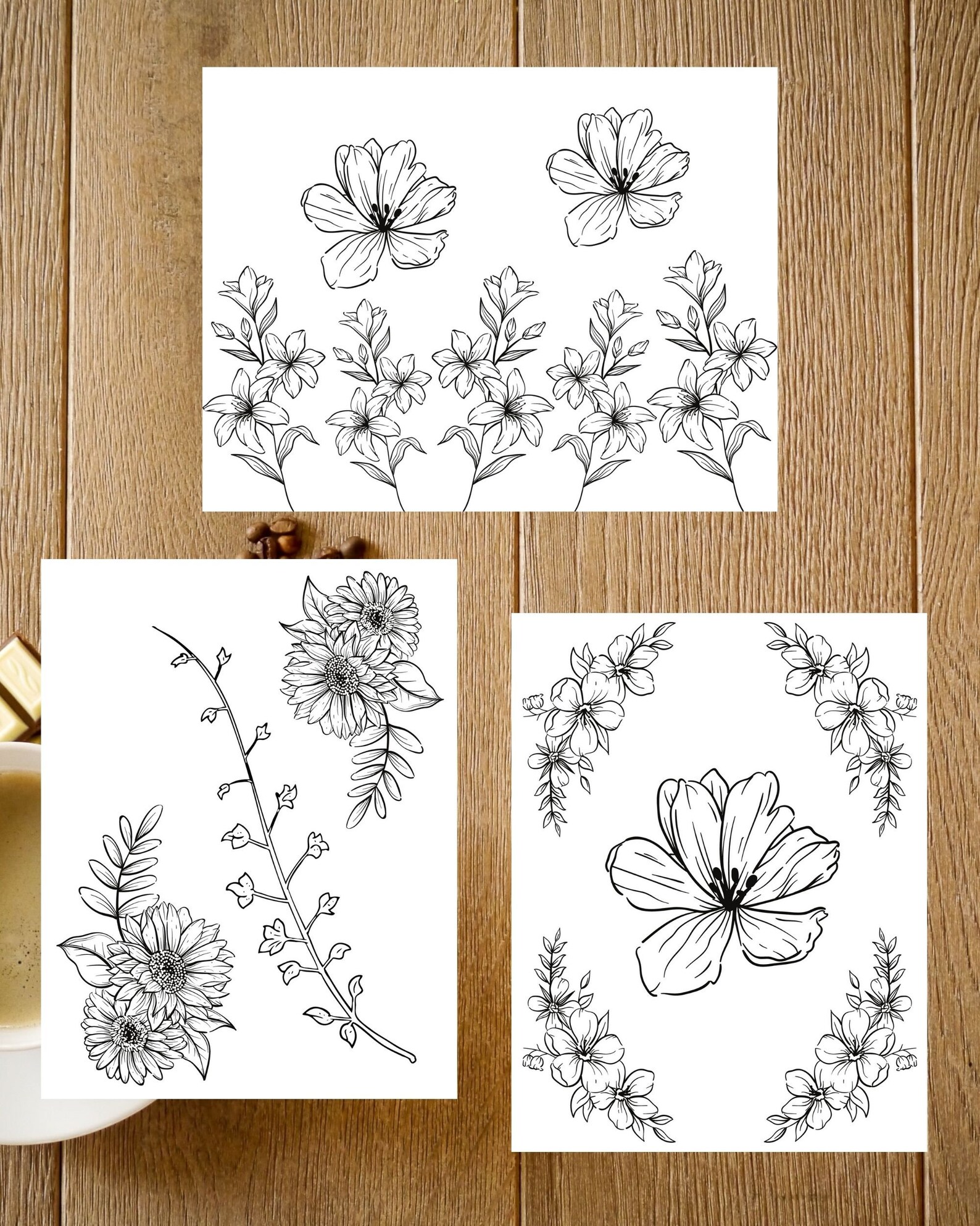 Flower Coloring Pages 10 Printable Colouring Pages - Etsy