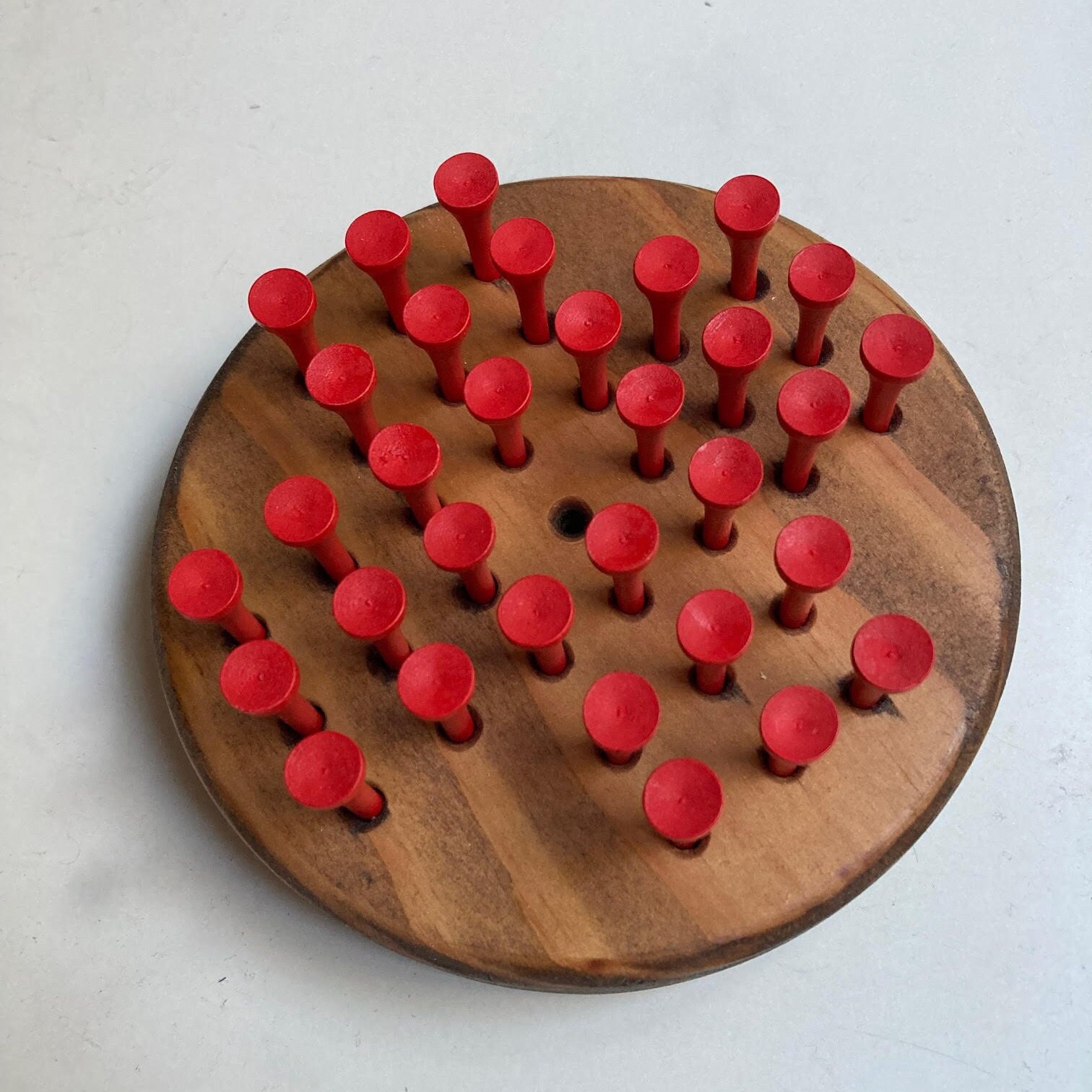 Wooden Peg Solitaire Game Brain Teaser Peg Jump Game Logic Puzzle Etsy