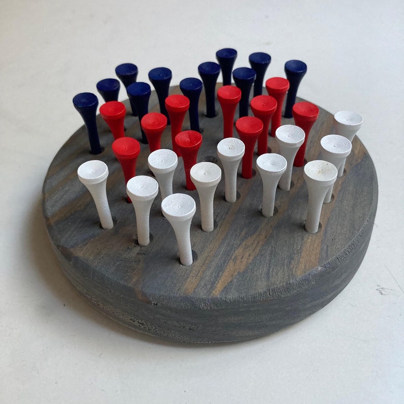 Wooden Peg Solitaire Game Brain Teaser Peg Jump Game Logic Puzzle Etsy