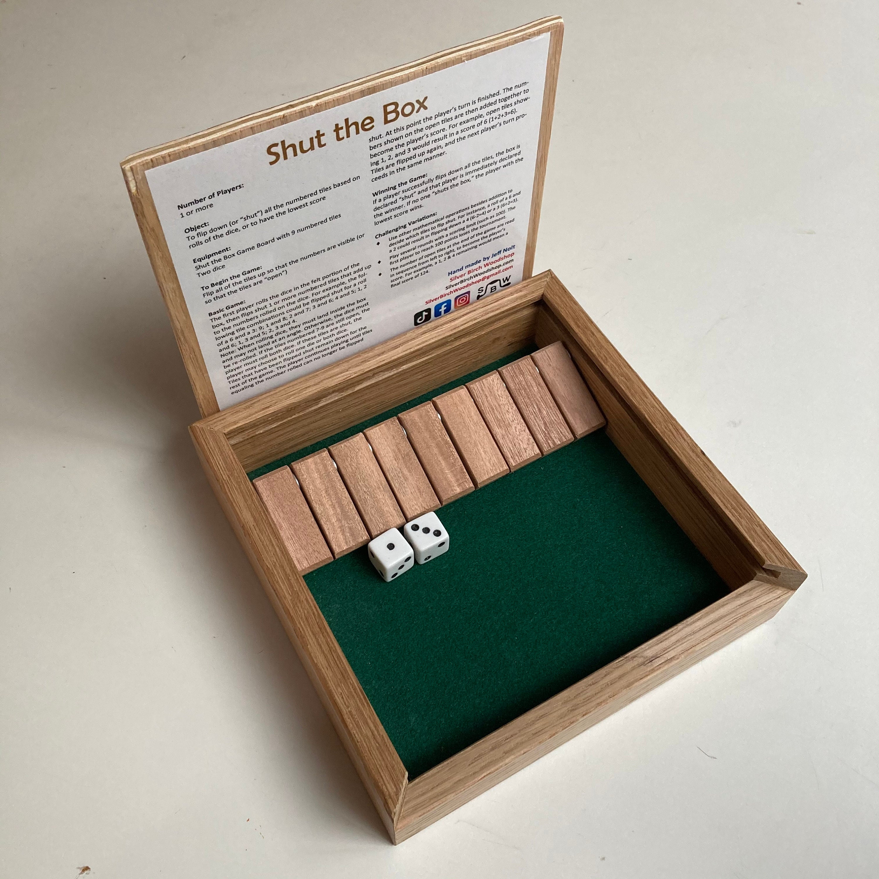 AMEROUS Shut The Box Dice Table Math Game Wood