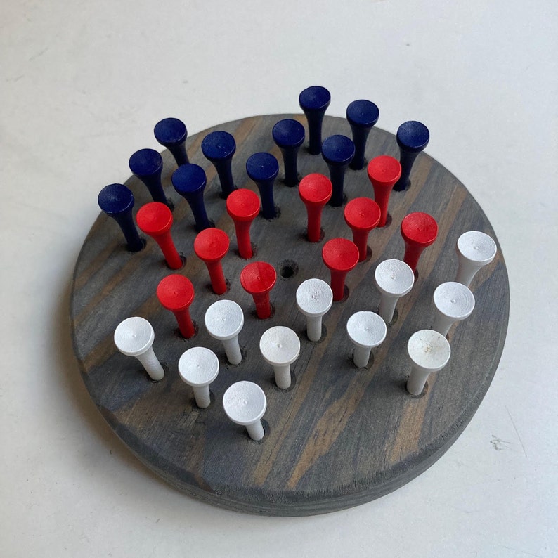 Wooden Peg Solitaire Game Brain Teaser Peg Jump Game Etsy