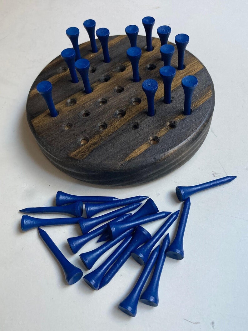 Wooden Peg Solitaire Game Brain Teaser Peg Jump Game Logic Puzzle Etsy