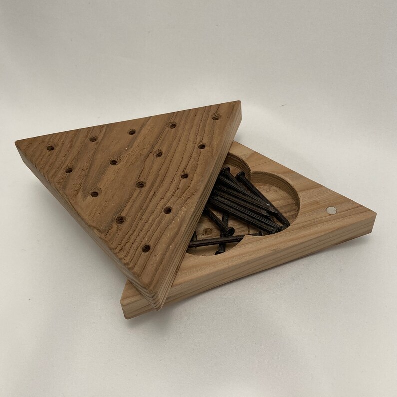 Peg Solitaire Cracker Barrel Puzzle Handmade Wooden Game Etsy