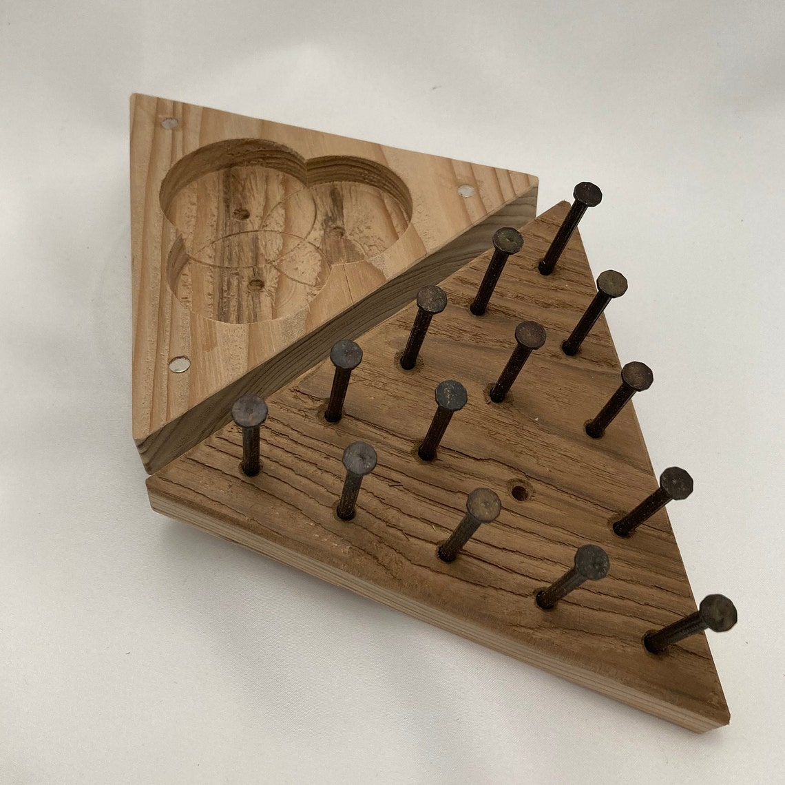 Peg Solitaire Cracker Barrel Puzzle Handmade Wooden Game Etsy