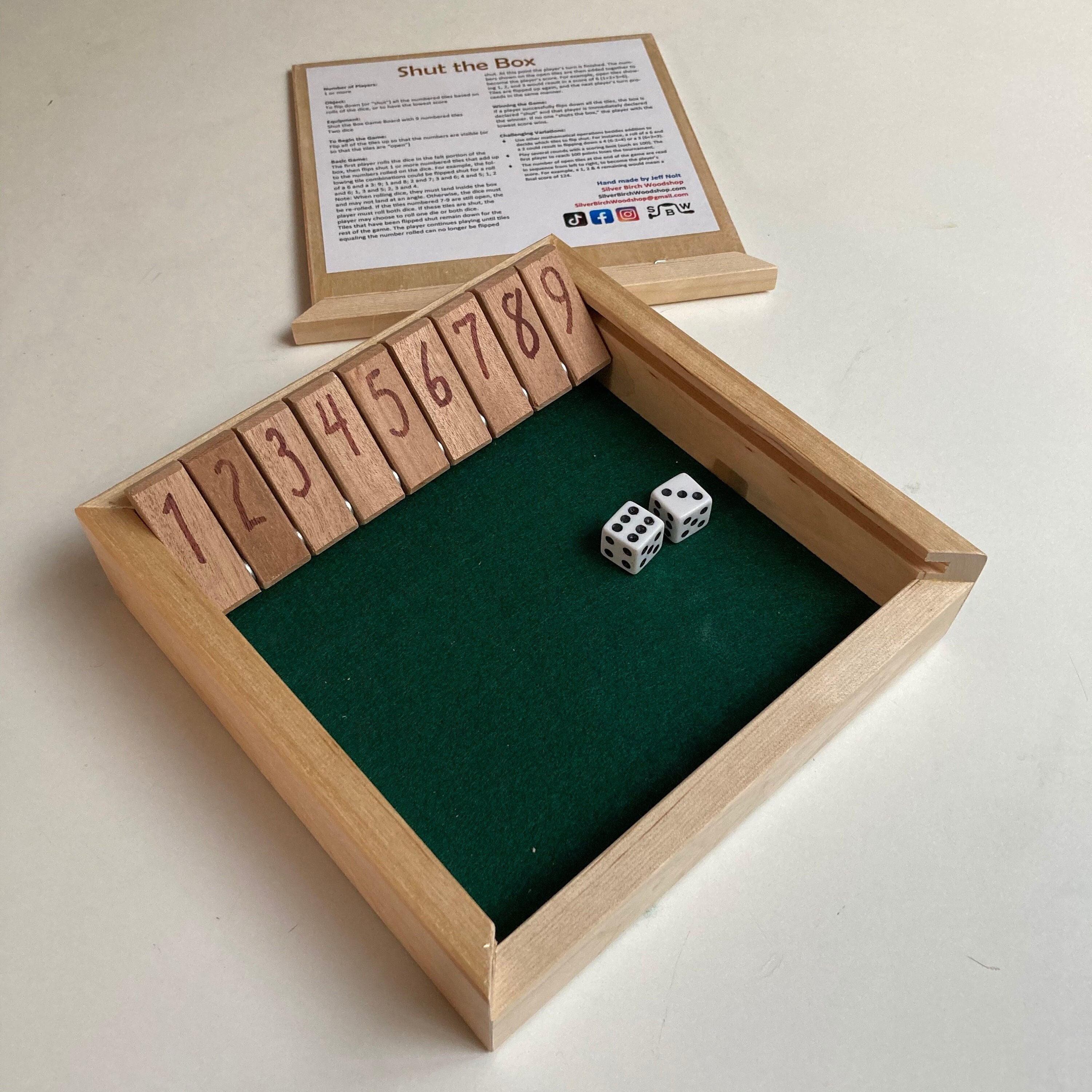 Hey Play 80-HCH-SHUT2 Shut The Box Game-Classic 9 Number Wooden Set with  Dice Included-Old Fashioned