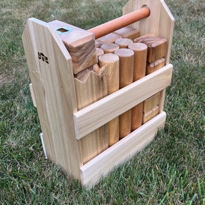 Kubb set with Carrying Case; Reclaimed Poplar Wood; Viking Chess, Throwing Game, Lawn Game
